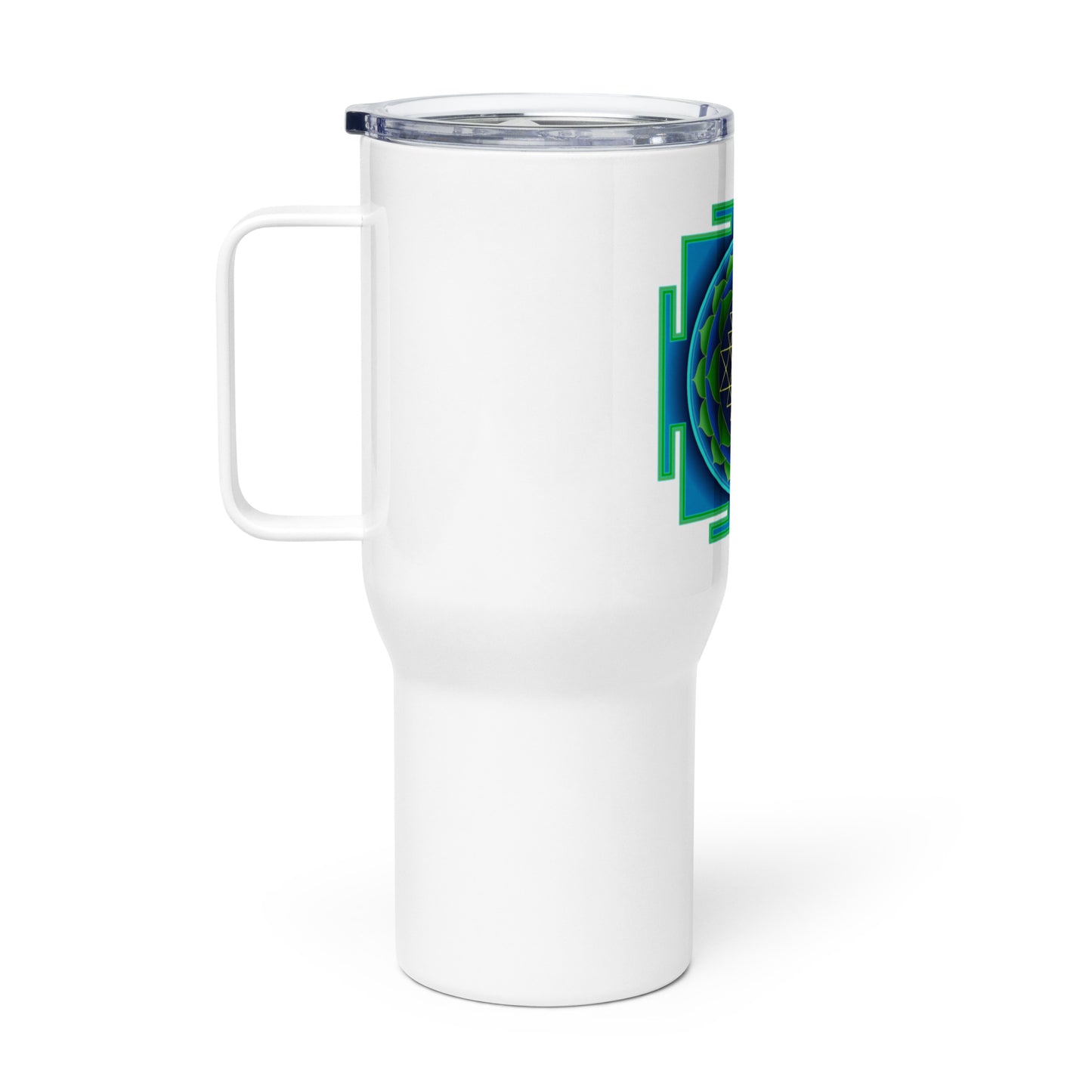Sri Yantra Blue/Green Travel mug with a handle